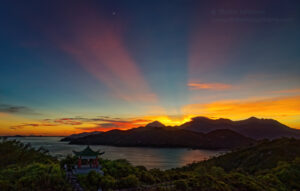 Scintillating sunset over Lantau and north Cheung Chau - DocMartin photo print
