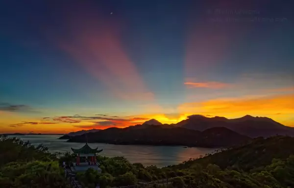 Scintillating sunset over Lantau and north Cheung Chau photography art print
