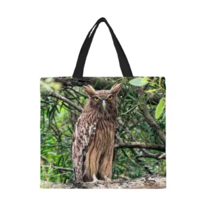 Brown Fish Owl Canvas Tote Bag/Large