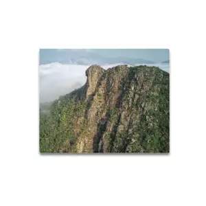 Lion Rock Hong Kong with morning sun and mist by DocMartin Framed Canvas Print 20x16 inches