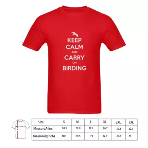 Keep Calm and Carry on Birding Men's Gildan T-shirt 100% Cotton Red