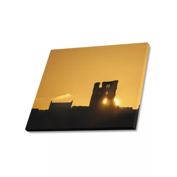Scarborough Castle at sunrise Framed Canvas Print 20x16 inches