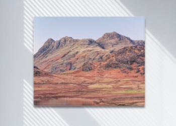Langdale Pikes at Dusk Framed Canvas Print 20×16 inches