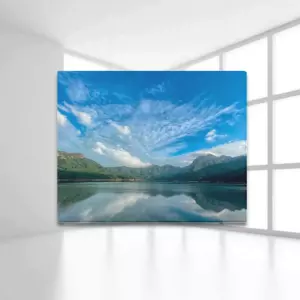 Shek Pik Reservoir Reflection, Lantau, Hong Kong Framed Canvas Print 20x16 inches