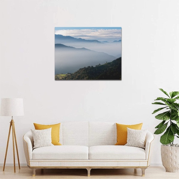 Morning at Qingjing Farm Taiwan Framed Canvas Print 20x16 inches